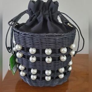 - Kate Spade x Target Black Pearl-Embellished Basket Bag In Hand NWT